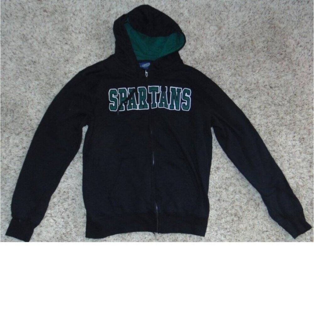 Mens Michigan State Spartans Jacket Medium NCAA MSU Black Football Zip Up Hooded
